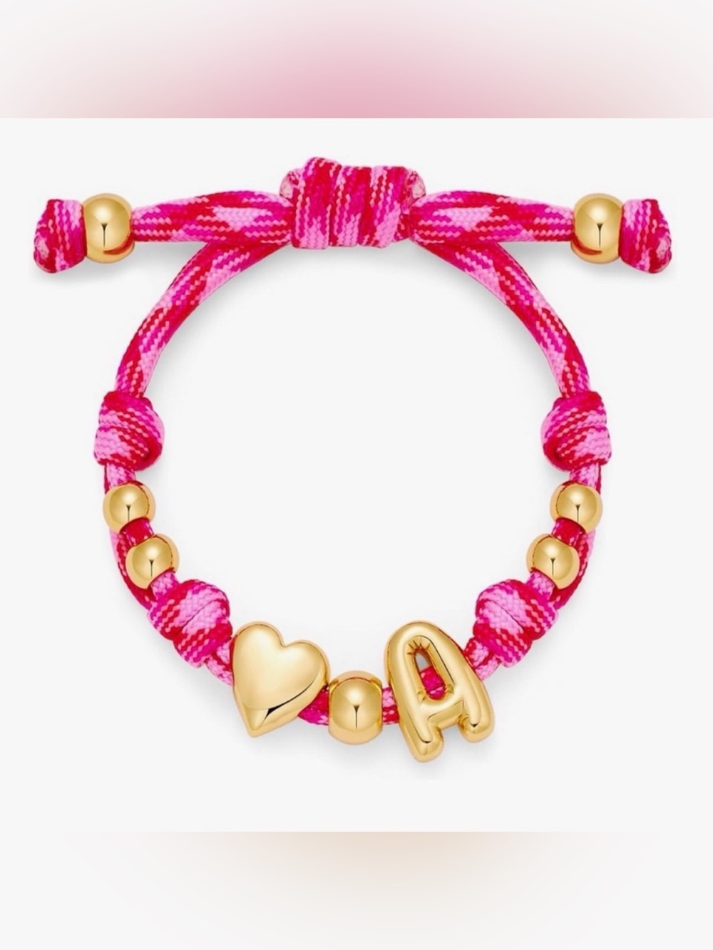 NEW 14K Gold-Plated Knotty Bubble Letter Initial Heart Bracelet